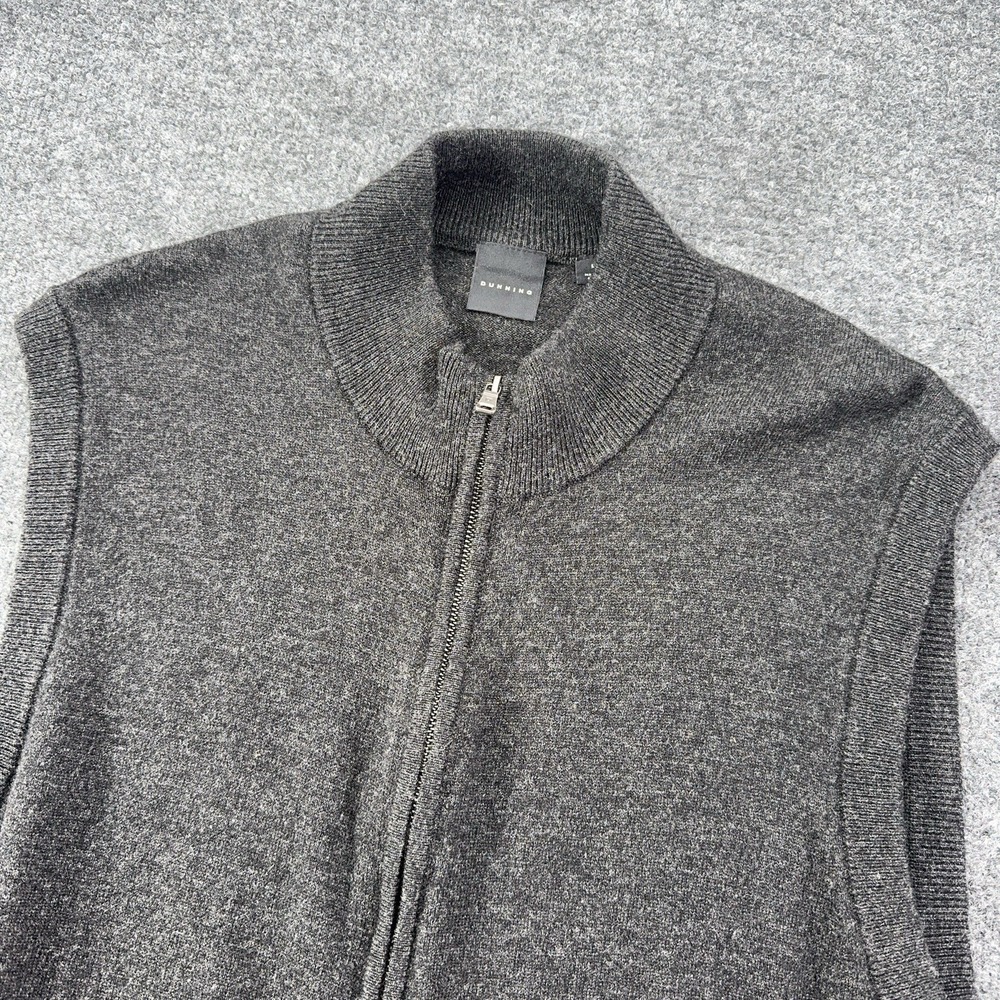 DUNNING Mens Gray Wool Merino Cashmere Blend Mock Neck Zip Vest Sweater L EUC